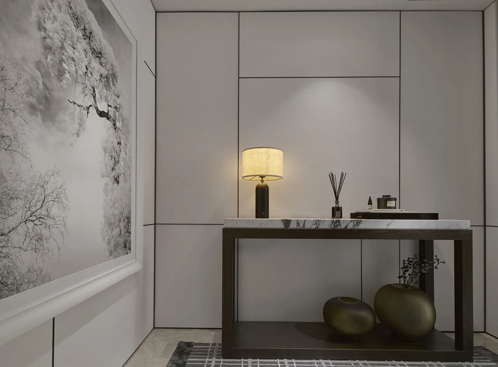 Example private lift foyer of a 2,368 sq ft five-bedroom home, for illustration only
